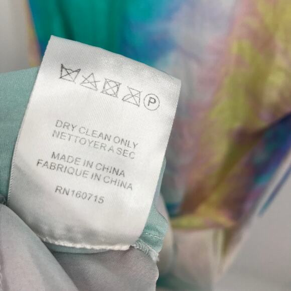 Retrofete Marelene Tie Dye Gown Dress L Cowl Neck Sleeveless Side Slit Maxi Silk - Picture 7 of 11